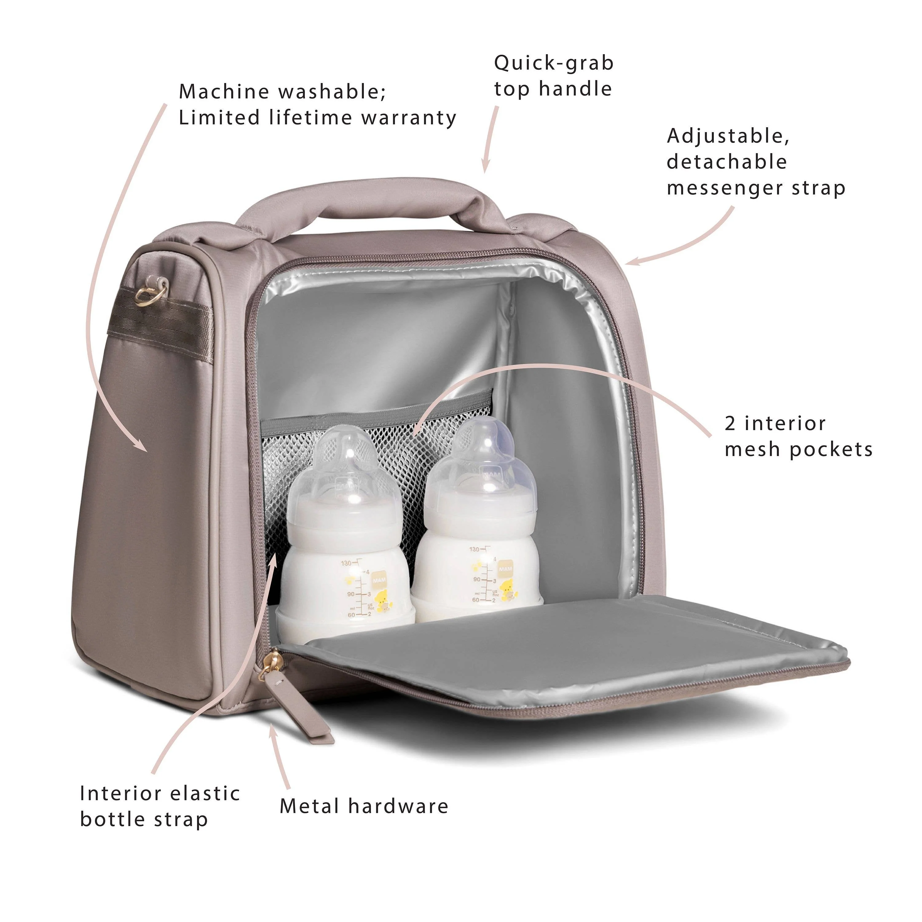 Insulated Bottle Bag Taupe - Image 7